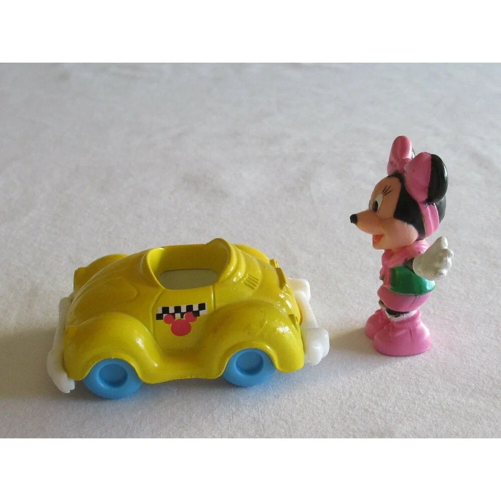 Vintage Disney Mickey Mouse Arco Yellow Die Cast Car W/ Minnie instead of Mickey
